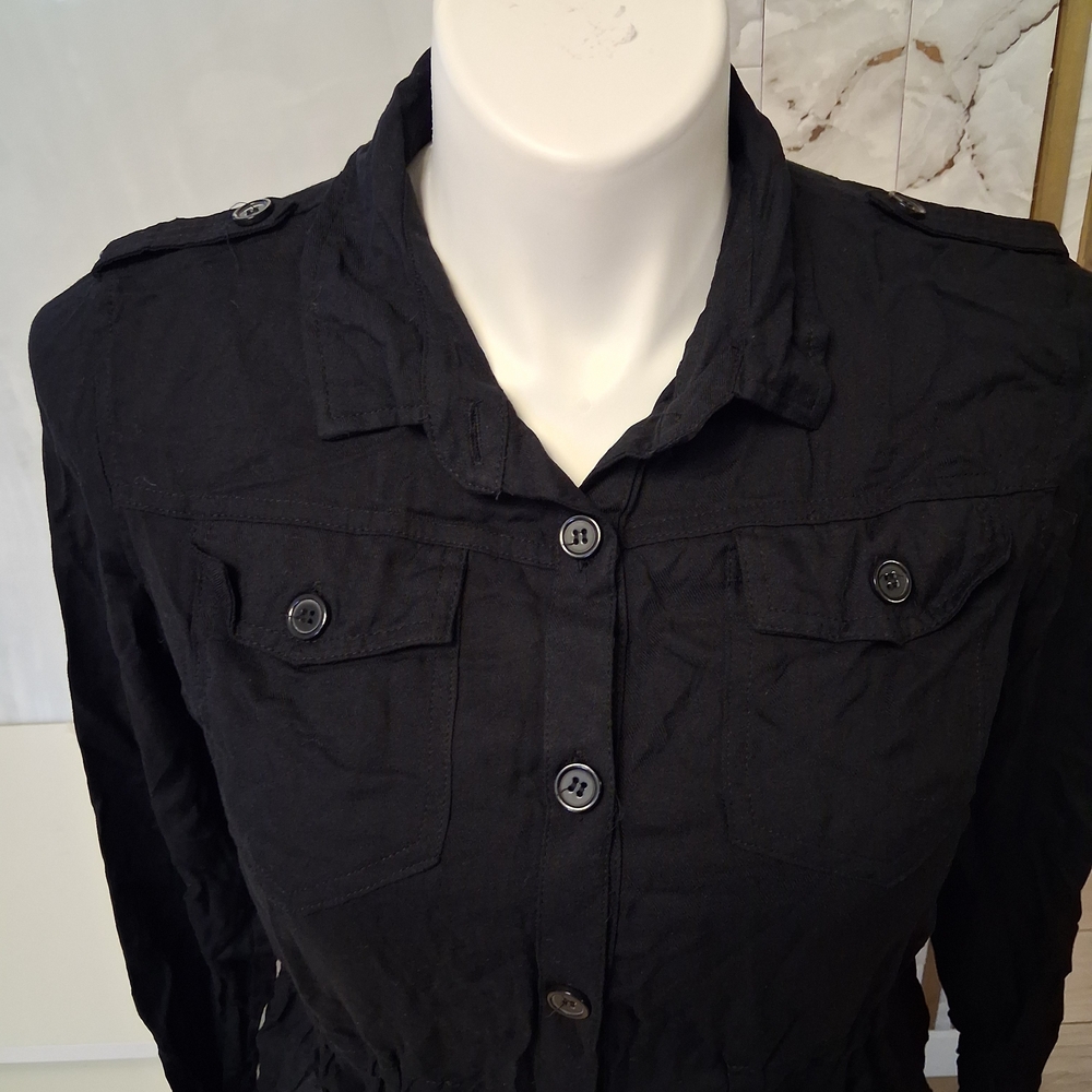 Women's Black Button-Up Jacket - Picture 2 of 7